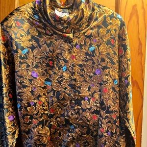 Vintage Floral Satin Blouse